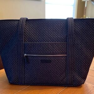 XLarge Elegant Black Quilted Tote Bag